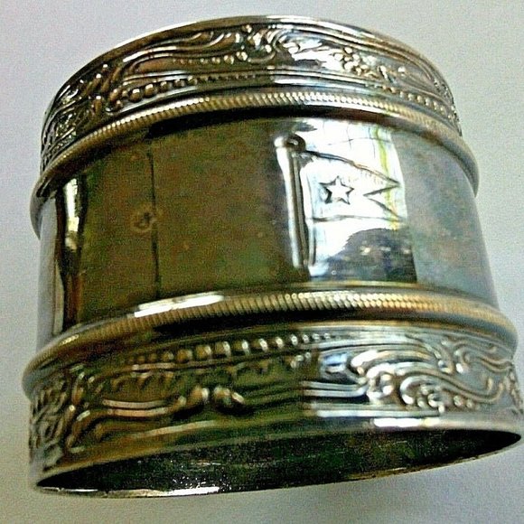 Silver Napkin Ring White Star Line Flag Shipping Ocean liners Titanic's Olympic - Picture 9 of 16